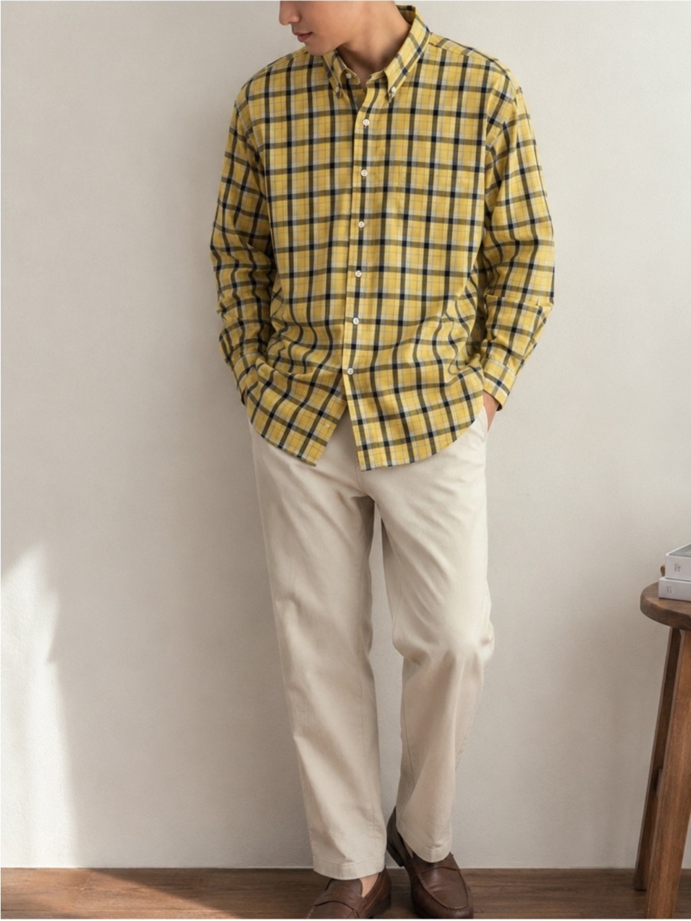 Club Room Yellow & Black Plaid Button-Down Shirt